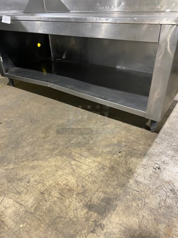 Custom Made Commercial Work Top Table/ Equipment Stand! With Raised Back And Side Splashes! With Storage Space Underneath! All Stainless Steel! On Legs! - Image 6 of 6