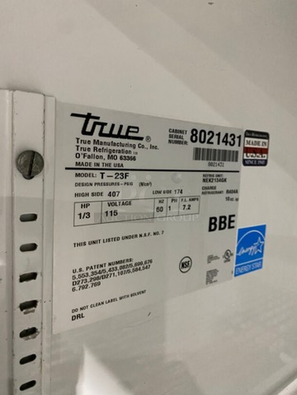 TRUE ENERGY STAR Stainless Steel Commercial Single Door Reach In Freezer w/ Poly Coated Racks on Commercial Casters. Model T-23F! 115 Volts/60Hz/1 Phase. - Image 7 of 9