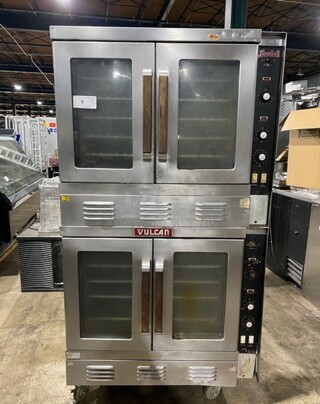 Vulcan Commercial Double Deck Convection Oven! With View Through Doors! Metal Oven Racks! All Stainless Steel! On Casters! 2x Your Bid Makes One Unit! Model: SG1010B SN: 48043916