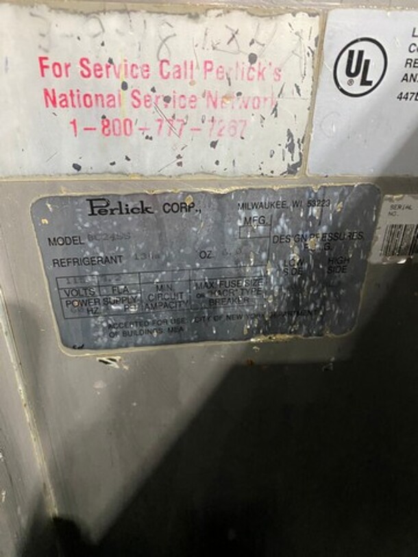 Perlick Commercial Beer Bottle Cooler! With Sliding Top Door! All Stainless Steel! Model: BC24SS 115V 1 Phase - Image 7 of 8