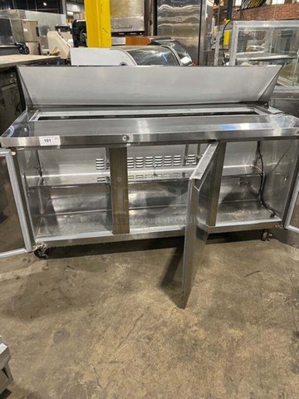 EQ Kitchen Line Commercial Refrigerated Sandwich Prep Table! With 3 Door Storage Space Underneath! Poly Coated Racks! All Stainless Steel! On Casters! Model: SCL3 SN: 6455423716101406 115V - Image 5 of 9