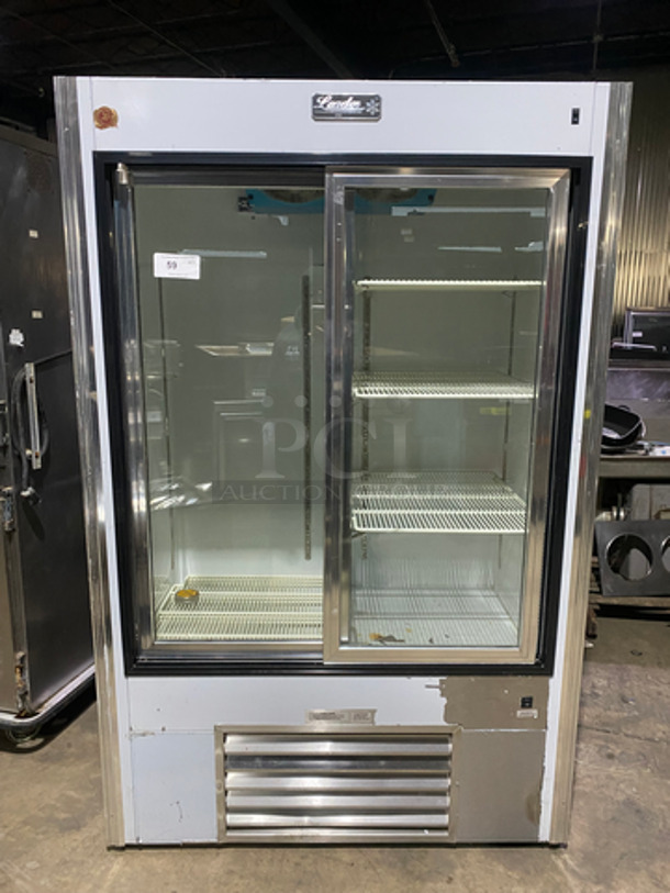 Leader Commercial Refrigerated 2 Door Reach In Merchandiser! With Sliding View Through Doors! With Poly Coated Racks! Stainless Steel Body! Model: LS48SC SN: PV08C2002 115V 60HZ 1 Phase - Image 3 of 10