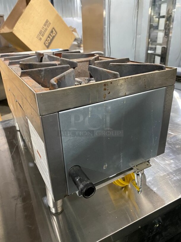 Globe Chefmate Stainless Steel 12" Natural Gas Powered Hotplate 2 Burners! MODEL C12HT SN: 7418020075  - Image 3 of 9