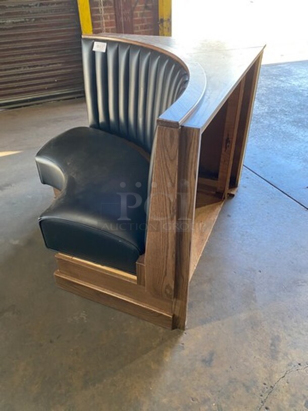 NEW! Single Sided Curved Black Cushioned Booth Seat! With Wooden Outline! Perfect For In The Corner Placement! Can Be Connected With Any Of The Booths Listed! 3x Your Bid! - Image 2 of 5