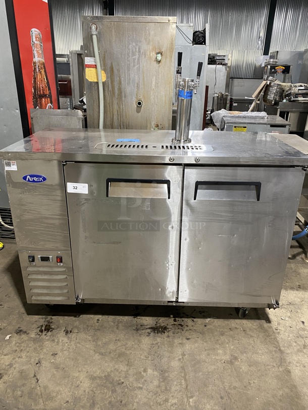 ATOSA All Stainless Steel Dual Tower 4 Tap Beer Kegerator! On Casters! Model: MKC58 SN: MKC58AUS100318091600C40018 115V/60Hz/1 Phase!  - Image 1 of 6