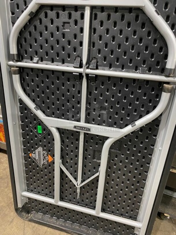 Life Time Black Rectangular Folding Table! With Foldable Metal Legs! - Image 3 of 5