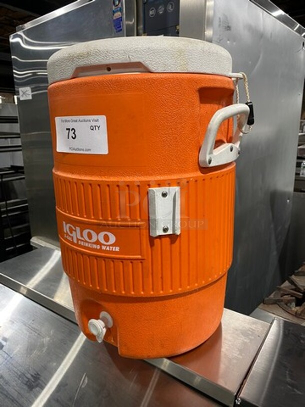 Igloo Orange And White Poly Portable 5 Gallon Beverage Cooler! With Lid! With Side Handles! - Image 2 of 8