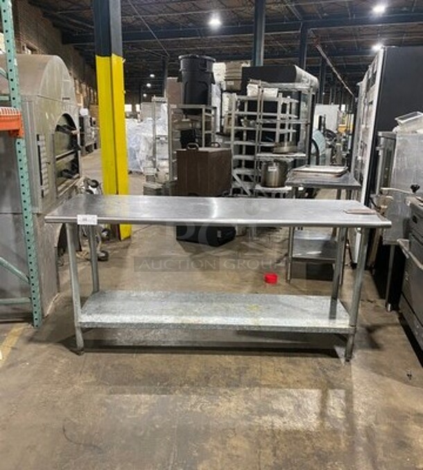 Solid Stainless Steel Work Top/ Prep Table! With Mounted Can Opener! With Storage Space Underneath! On Legs! - Image 1 of 9