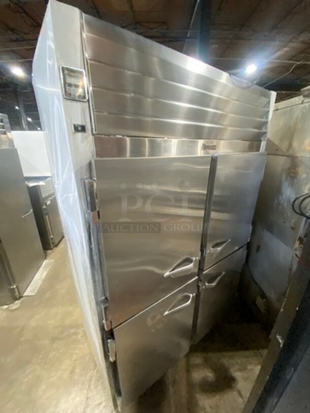 COOL! Traulsen Commercial Split Doors Reach In Refrigerator! With Racks! All Stainless Steel! On Legs! Model: G2P0000 SN: T544250A97 115V 60HZ 1 Phase - Image 3 of 8