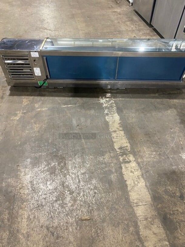 LATE MODEL! 2019 Diamond Commercial Countertop Refrigerated Sushi Display Case Merchandiser! With Curved Glass! Stainless Steel Body! On Small Legs! Model: GVRB160 SN: 12007 110V - Image 3 of 10