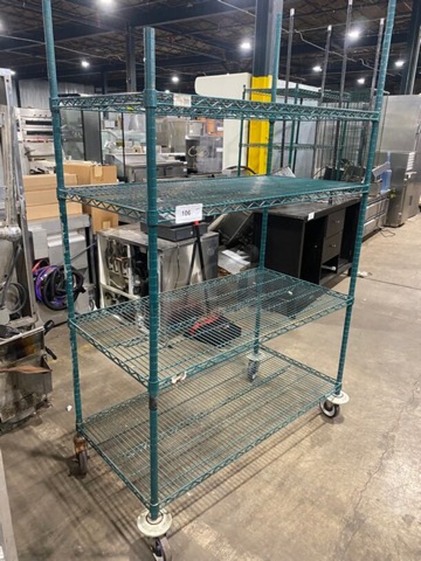 Metro Green Poly Coated 4 Tier Shelf! On Casters! BUYER MUST DISMANTLE! PCI CANNOT DISMANTLE FOR SHIPPING! PLEASE CONSIDER FREIGHT CHARGES! - Image 6 of 7
