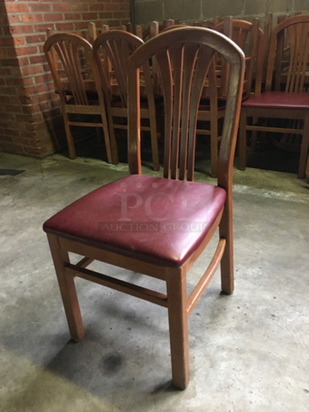 Red Cushioned Square Chairs! With Wooden Body! 4x Your Bid!  - Image 3 of 8