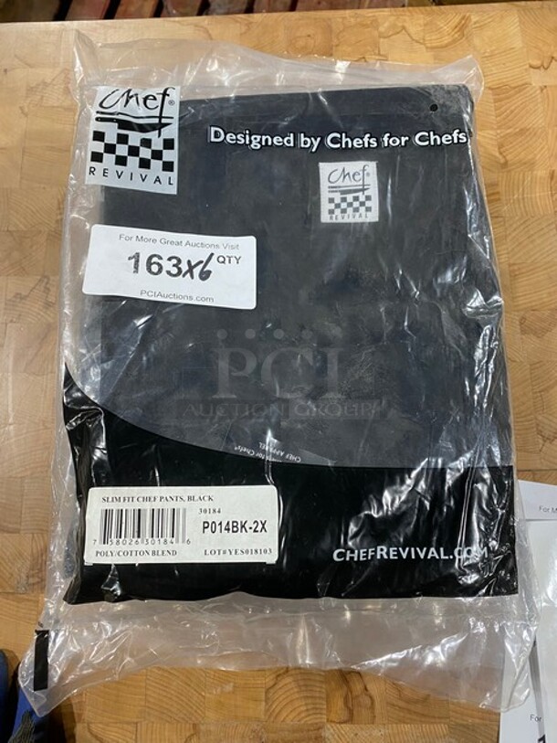 NEW! Chef Revival Slim Fit Chef Pants Black! Size 2X! 6x Your Bid!