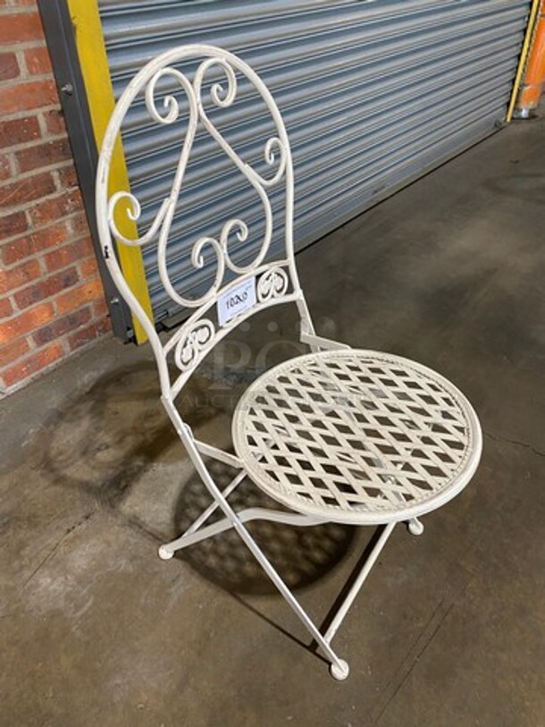 White Metal Foldable Patio Chairs! 10x Your Bid! - Image 2 of 6