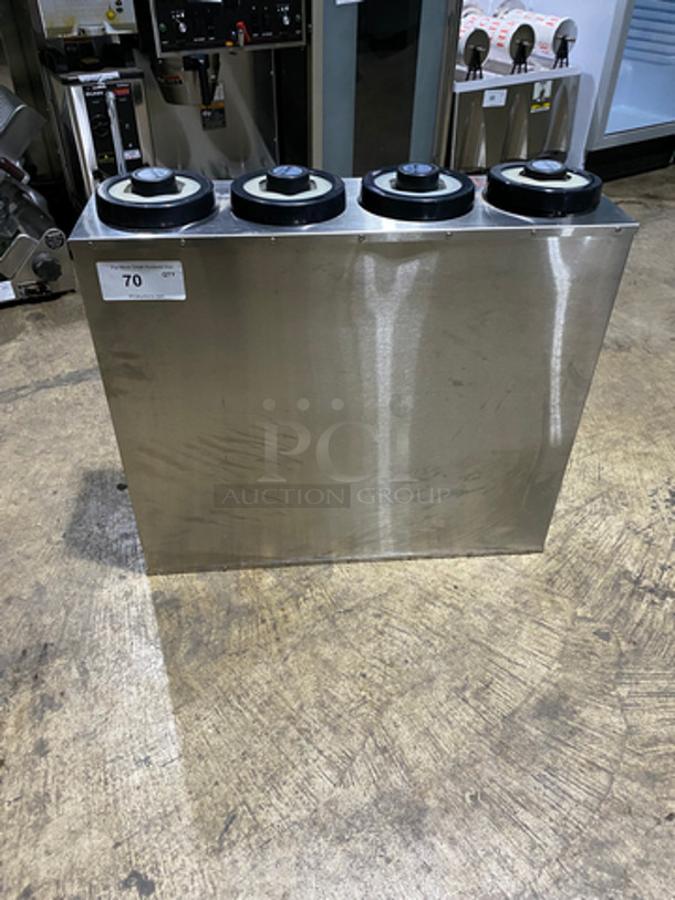 San Jamar Gourmet Commercial 4 Well Plate Dispenser! All Stainless Steel!