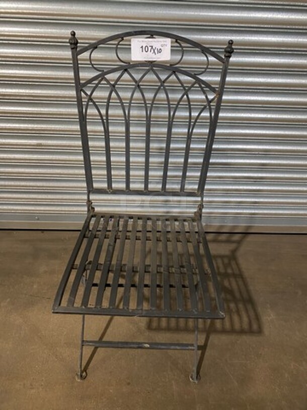 Black Metal Foldable Patio Chairs! 10x Your Bid!