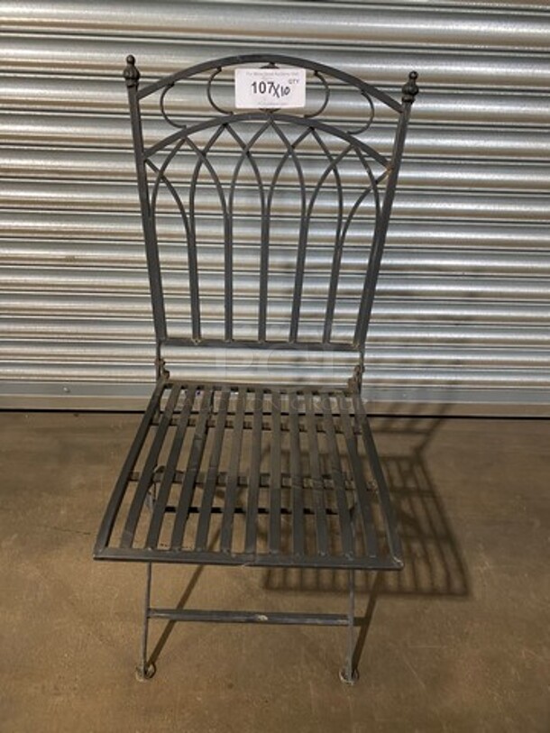 Black Metal Foldable Patio Chairs! 10x Your Bid! - Image 1 of 6