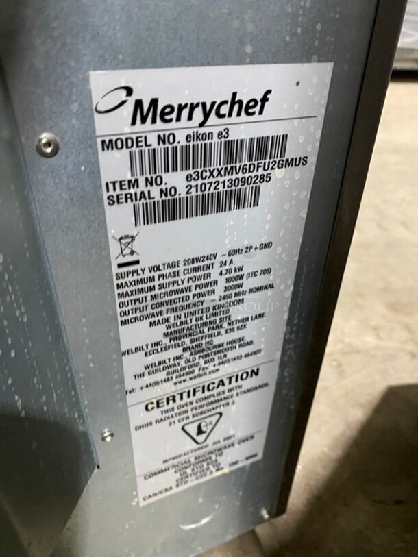 WOW! Late Model 2021! Merrychef Commercial Countertop Rapid Cook Oven! All Stainless Steel! 208/240V! Model: Eikon E3 SN: 2107213090285! Working When Removed!  - Image 5 of 8
