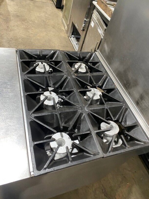 NICE! Southbend Commercial 6 Burner Stove! With Full Size Oven Underneath! With Raised Backsplash! All Stainless Steel! Model P32DBBB Serial 05M09248! On Casters! - Image 5 of 11