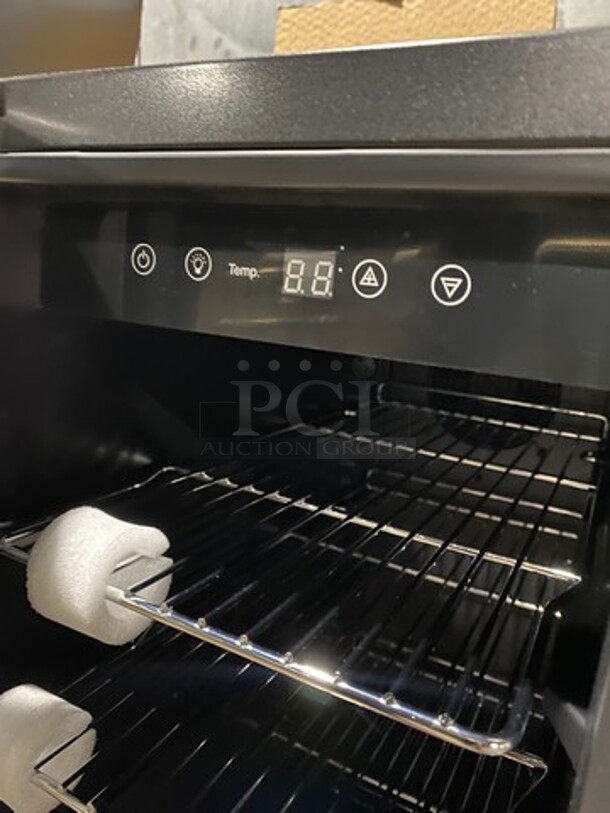 NEW! OUT OF THE BOX! SCRATCH-N-DENT! Whynter French Door Dual Zone Wine And Beer Can Cooler! With Through Doors! Wooden Wine Racks And Metal Racks! 20 Wine Bottle 60 Beer Can Capacity! Model: BWB2060FDS 115V - Image 9 of 11