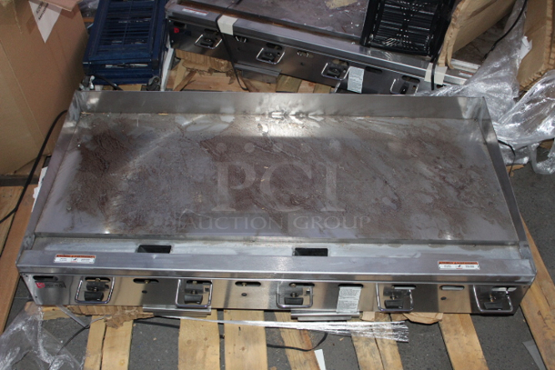 BRAND NEW SCRATCH AND DENT! Wolf by Vulcan AGM60-NAT Natural Gas 60" Heavy-Duty Gas Countertop Griddle with Manual Controls - 135,000 BTU. S/N: 650245826 Out of original packaging. Light Rust. - Image 4 of 4