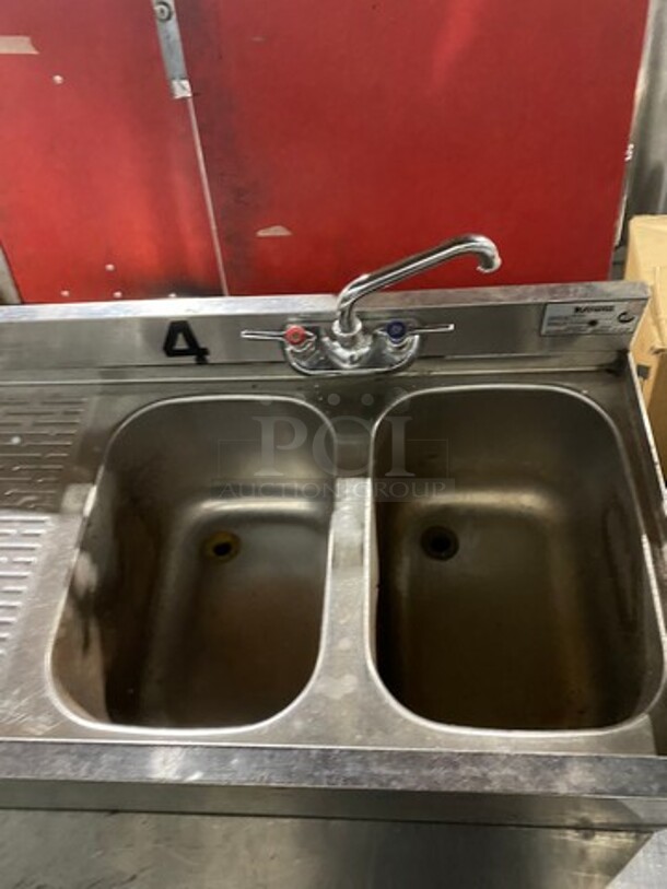Krowne Commercial 2 Bay Bar Back Sink! With Drain Board! With Back Splash! With Faucets And Handles! All Stainless Steel! Model: 1832R SN: 010300060 - Image 5 of 9