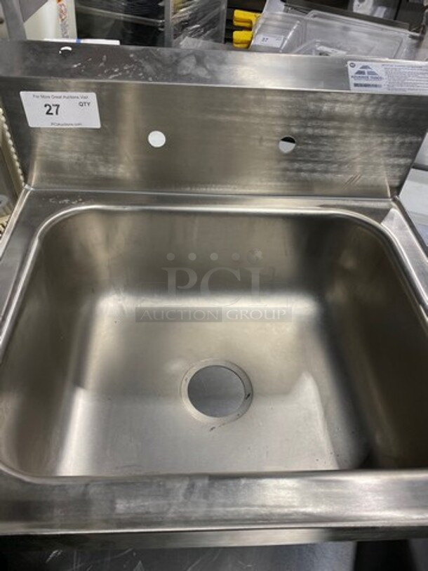 Advance Tabco Commercial Stainless Steel Hand Sink! With Back Splash! Model: 8OP16 - Image 5 of 7