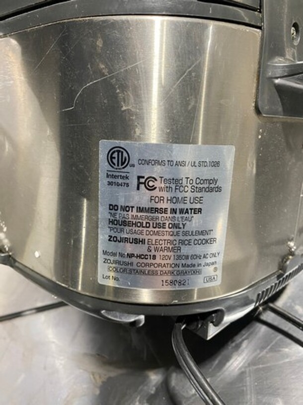Zojirushi Electric Powered Countertop Rice Cooker! Model: NPHCC18 SN: 1580821 120V - Image 8 of 8