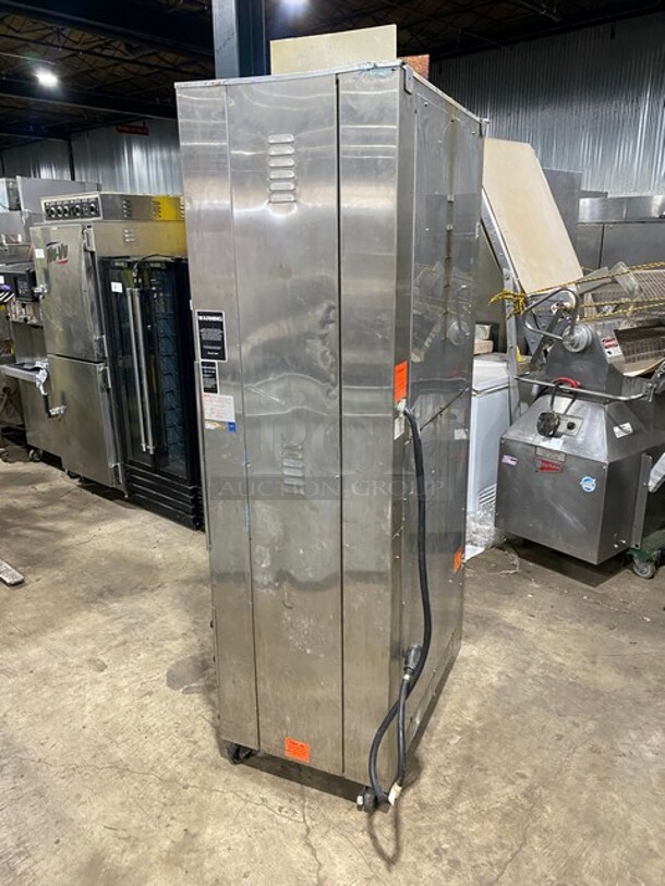 AWESOME! Nuvu Commercial Double Deck Baking Oven/Proofer Combo! With View Through Doors! All Stainless Steel! Model OP2FM Serial 00215468120200010001! 208V 3Phase! On Casters! WORKING WHEN REMOVED! - Image 3 of 11