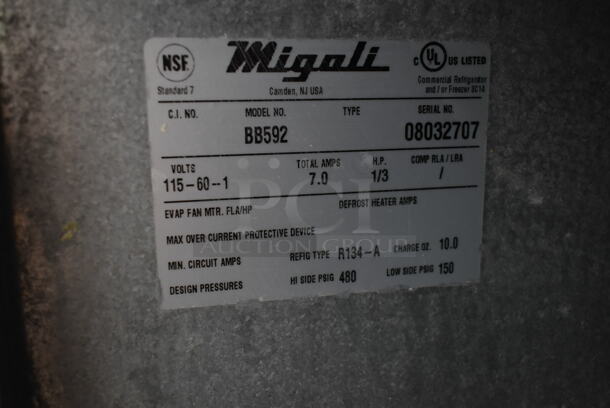 Migali Commercial BB592 Two-Door Cooler With Black Cabinet And Stainless Steel Top With Polycoated Shelves. Tested and Working! - Image 6 of 6