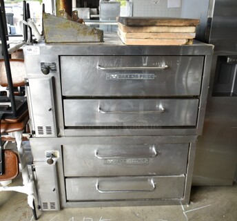 2 Bakers Pride 251 Stainless Steel Commercial Natural Gas Powered Single Deck Pizza Oven w/ Cooking Stones and Metal Legs. 60,000 BTU. 2 Times Your Bid! 