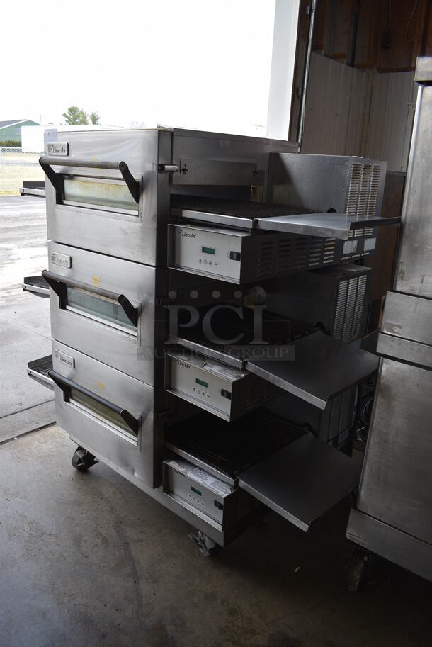 3 Lincoln Impinger Stainless Steel Commercial Electric Powered Conveyor Pizza Oven on Commercial Casters. 120/208 Volts, 3 Phase. 69x39x62. 3 Times Your Bid! - Image 2 of 12