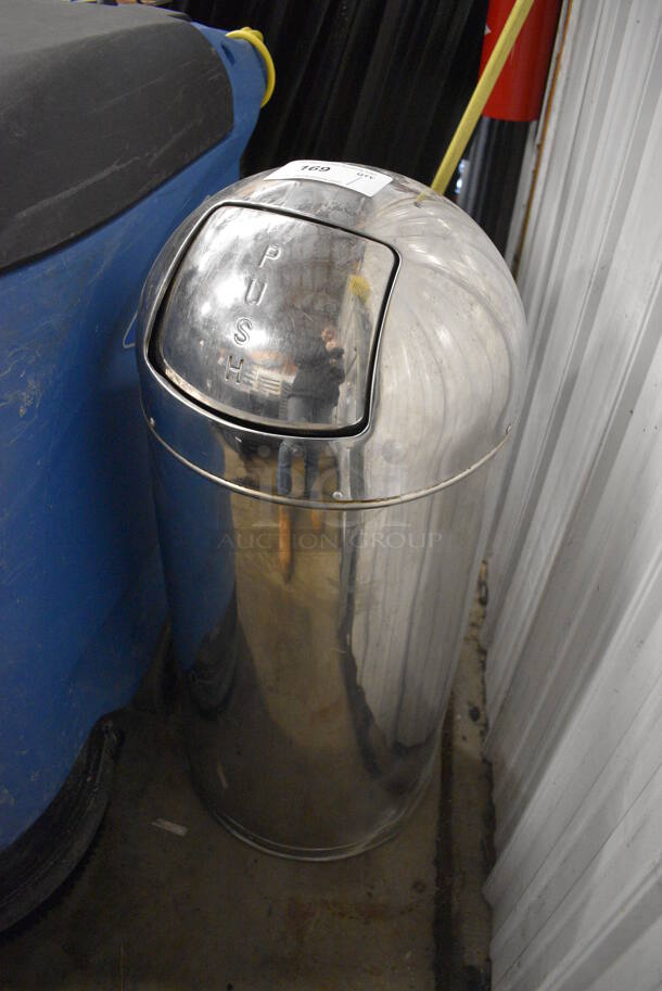 Chrome Finish Metal Trash Can Shell. 15x15x36 - Image 2 of 3