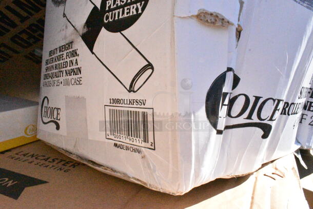 25 BRAND NEW Boxes Including 475DW30ROBK 30 Gallon Black Powder-Coated Metal Round Decorative Waste Receptacle, 130ROLLKFSSV Pre-Rolled Linen-Feel White Napkin and Silver Heavy Weight Plastic Cutlery Set, 50HT1 White Foam Hinged Lid Container, 127RDTFLBULK Choice Microwavable Translucent Customizable Recessed Fit Deli Lid - 500/Case, 795200CSTN1M Carnival King #200 2 lb. Cornerstone Paper Food Tray, 5002FC100 Choice 100 Sheet 2-Ply Facial Tissue Box - 30/Case, Dart C57PST1 ClearSeal Hinged Lid Plastic Container 6" x 5 13/16" x 3" - 500/Case, 612D3COMP Choice 8 1/2"x 6 3/8" 3-Compartment Oblong Foil Take-Out Container with Board Lid - 250/Case. 25 Times Your Bid! - Image 3 of 12