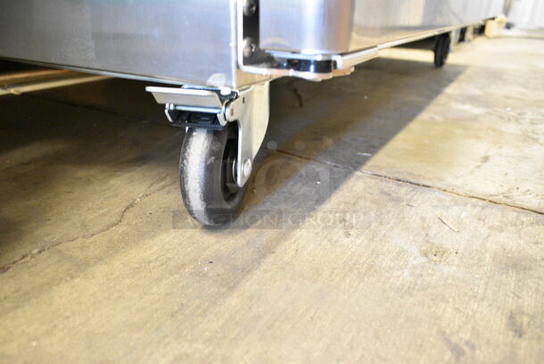 BRAND NEW SCRATCH AND DENT! 2024 Atosa Model MBF8002GR Stainless Steel Commercial 2 Door Reach In Freezer w/ Poly Coated Racks on Commercial Casters. 115 Volts, 1 Phase. Tested and Working! - Image 3 of 8