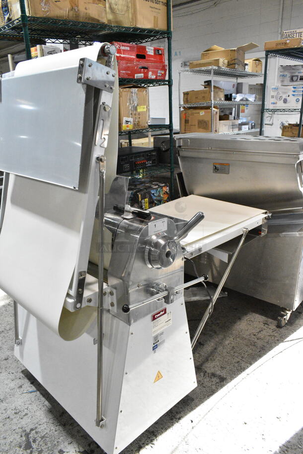 BRAND NEW SCRATCH AND DENT! Estella 348DSF94 Metal Commercial Floor Style Reversible Dough Sheeter on Commercial Casters. 110 Volts, 1 Phase. Tested and Working! - Image 4 of 10