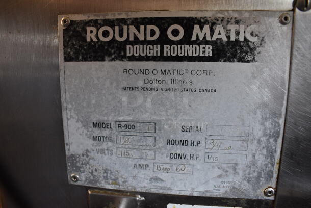 Round O Matic R-900 Stainless Steel Commercial Floor Style Dough Rounder on Commercial Casters. 115 Volts, 1 Phase. 39x39x45. Tested and Working! - Image 4 of 8