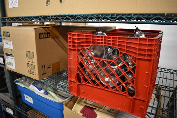 ALL ONE MONEY! Tier Lot of Various Items Including Weber Drip Pans and Metal Footed Bowls - Image 4 of 6