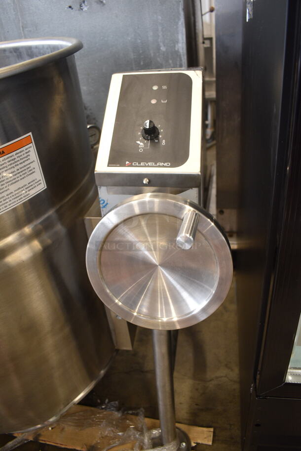 BRAND NEW SCRATCH AND DENT! 2024 Cleveland KEL-40-T Stainless Steel Commercial Floor Style Electric Powered 40 Gallon Tilting 2/3 Steam Jacketed Electric Kettle. 208/240 Volts, 3 Phase.  - Image 5 of 9