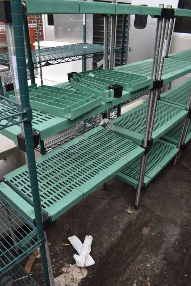 Metal and Poly 4 Tier Shelving Unit. BUYER MUST DISMANTLE. PCI CANNOT DISMANTLE FOR SHIPPING. PLEASE CONSIDER FREIGHT CHARGES. - Image 1 of 1