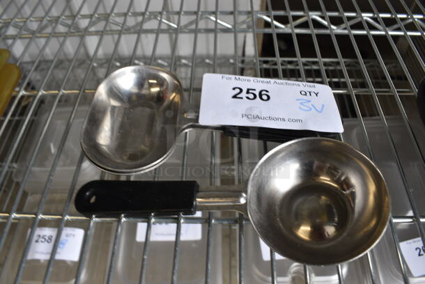 3 Various Stainless Steel Scoops. 8". 3 Times Your Bid! - Image 1 of 2