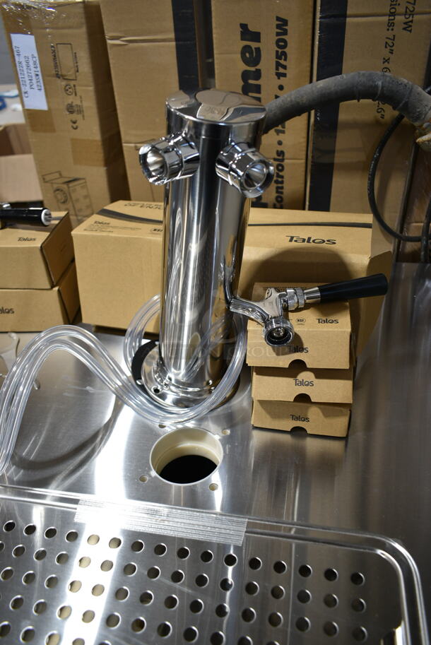 BRAND NEW SCRATCH AND DENT! 2024 Avantco 178UDD4HC Stainless Steel Commercial Black Kegerator / Beer Dispenser with (2) 2 Tap Towers - (4) 1/2 Keg Capacity. 115 Volts, 1 Phase. Tested and Powers On But Does Not Get Cold - Image 5 of 12