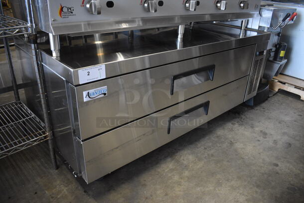 BRAND NEW SCRATCH AND DENT! Avantco Stainless Steel Commercial 2 Drawer Chef Base on Commercial Casters. 60x30x26. Tested and Working! - Image 2 of 5