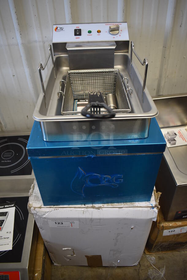 IN ORIGINAL BOX! Cooking Performance Group 351EF300 15 lb. Heavy-Duty Electric Countertop Fryer w/ Metal Fry Basket. Used a Few Times at Trade Show. 208/240 Volts, 1 Phase. 14x21.5x17. Tested and Working!
