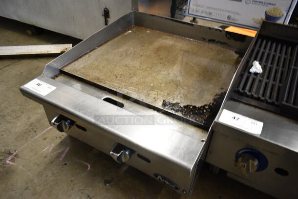 Atosa Stainless Steel Commercial Countertop Natural Gas Powered Flat Top Griddle.  - Image 3 of 4