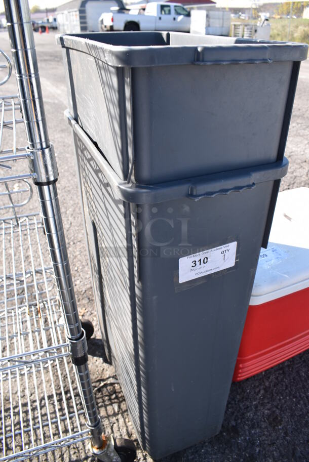 2 Gray Poly Slim Jim Trash Cans. 10x21x30. 2 Times Your Bid! - Image 4 of 7