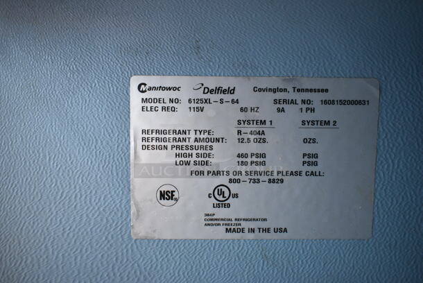 2016 Delfield 6125CL-S-64 Stainless Steel Commercial Single Door Reach In Freezer on Commercial Casters. 115 Volts, 1 Phase. Tested and Does Not Power On - Image 4 of 4