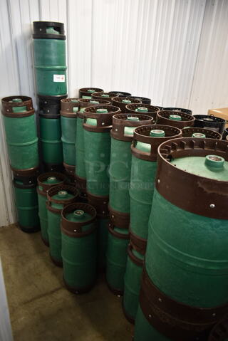 35 Green Sixth Size Barrel Kegs. 35 Times Your Bid!