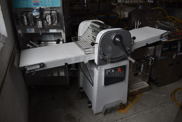 Kohler Model U-SF500 1850 Metal Commercial Floor Style Reversible Dough Sheeter. 220 Volts, 3 Phase. 30x29x67