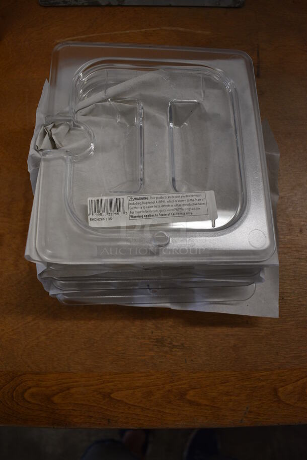 Box of 6 BRAND NEW! Cambro Clear Poly 1/6 Size Drop In Bin Lids